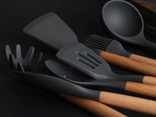 Load image into Gallery viewer, Silicone Cooking Tools with Heat Resistant Wooden Handle
