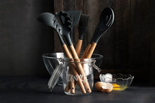 Load image into Gallery viewer, Silicone Cooking Tools with Heat Resistant Wooden Handle
