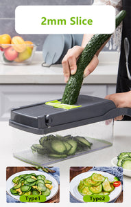 Slicer vegetables and fruits with several cutting supplements