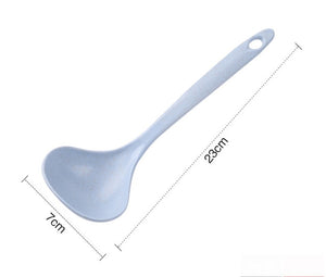 Soup spoon with a long handle in several forms