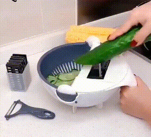 Multifunctional vegetable slicer with drain basket