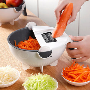 Multifunctional vegetable slicer with drain basket