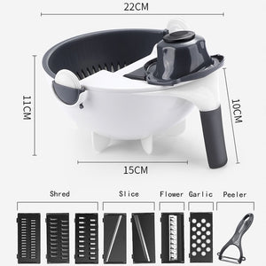 Multifunctional vegetable slicer with drain basket