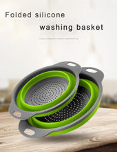 Load image into Gallery viewer, The silicone vegetable and fruit washing basket is fordable
