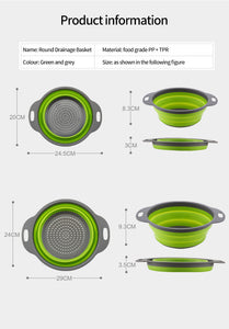 The silicone vegetable and fruit washing basket is fordable